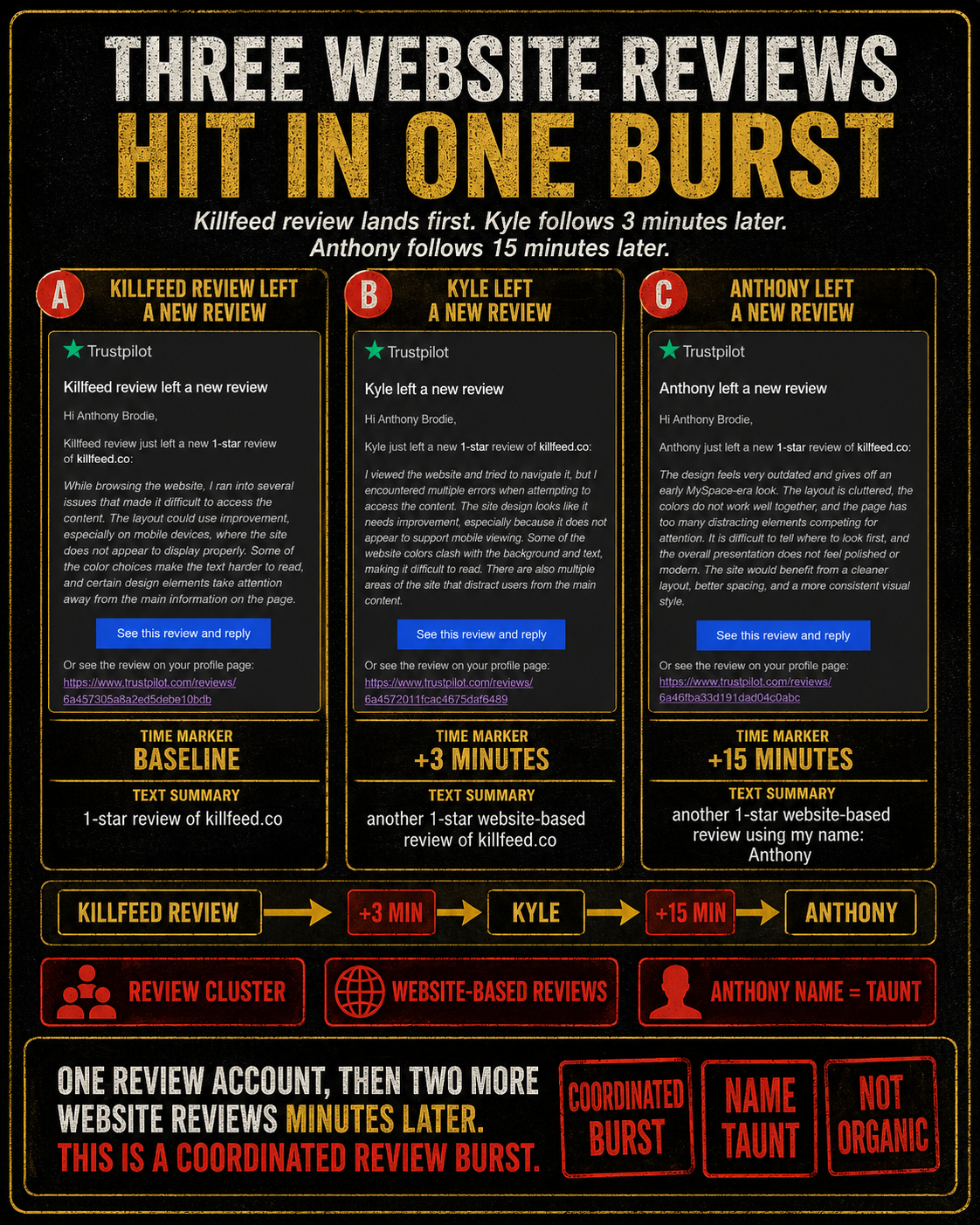 Three website reviews arrived in one burst